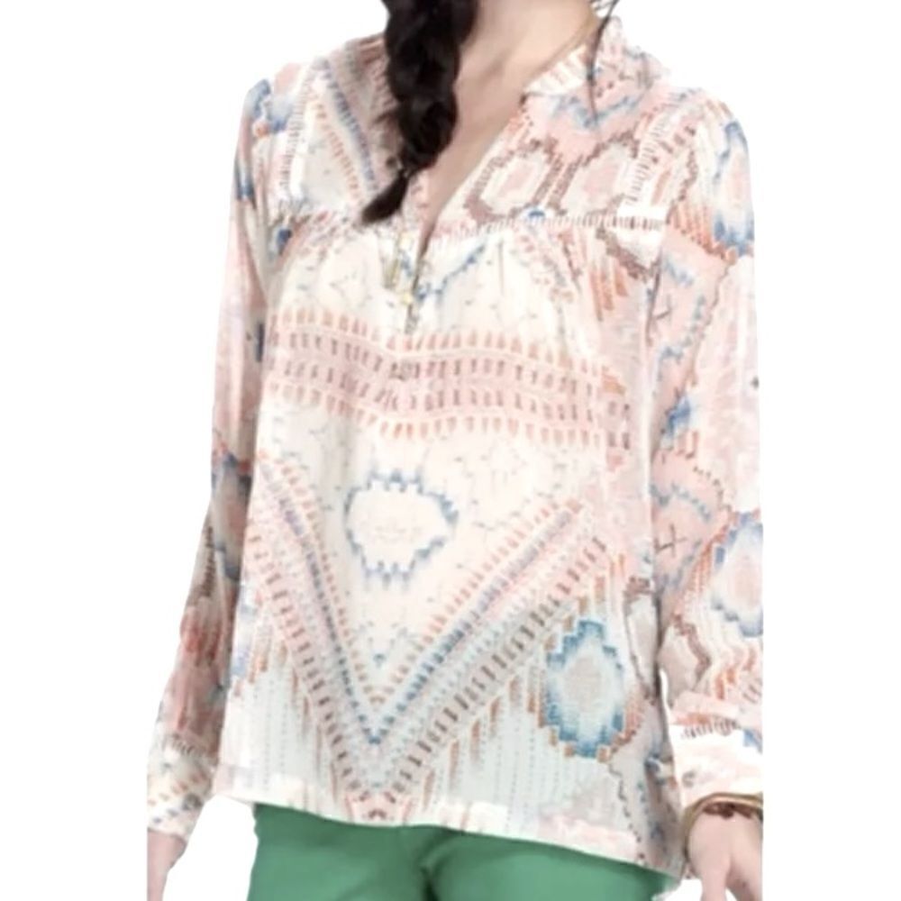 Dolan Anthropologie Long Sleeve Mesilla Peasant Aztec Print Blouse Size Small 📦